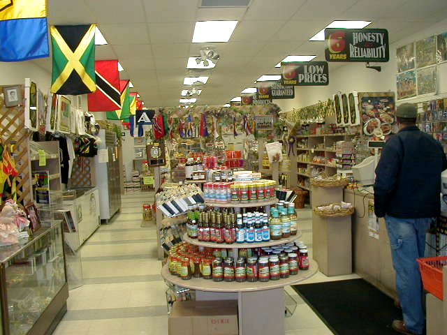 Inside view of Sam's Caribbean Marketplace, Hempstead, Long Island, New York.  Sam's is Long Island's number one source for Jamaican food, including Jamaican Beef Patties, and other Jamaican Patties as well.  We carry both Golden Krust Bakery Jamaican patties and Royal Caribbean Bakery (Caribbean Food Delights) Jamaican Patties.  We also carry dozens of other Caribbean food products.  Enjoy a bit of Jamaican culture today.  Buy Jamaican food online. West Indian food. Caribbean food. Food from Jamaica.
