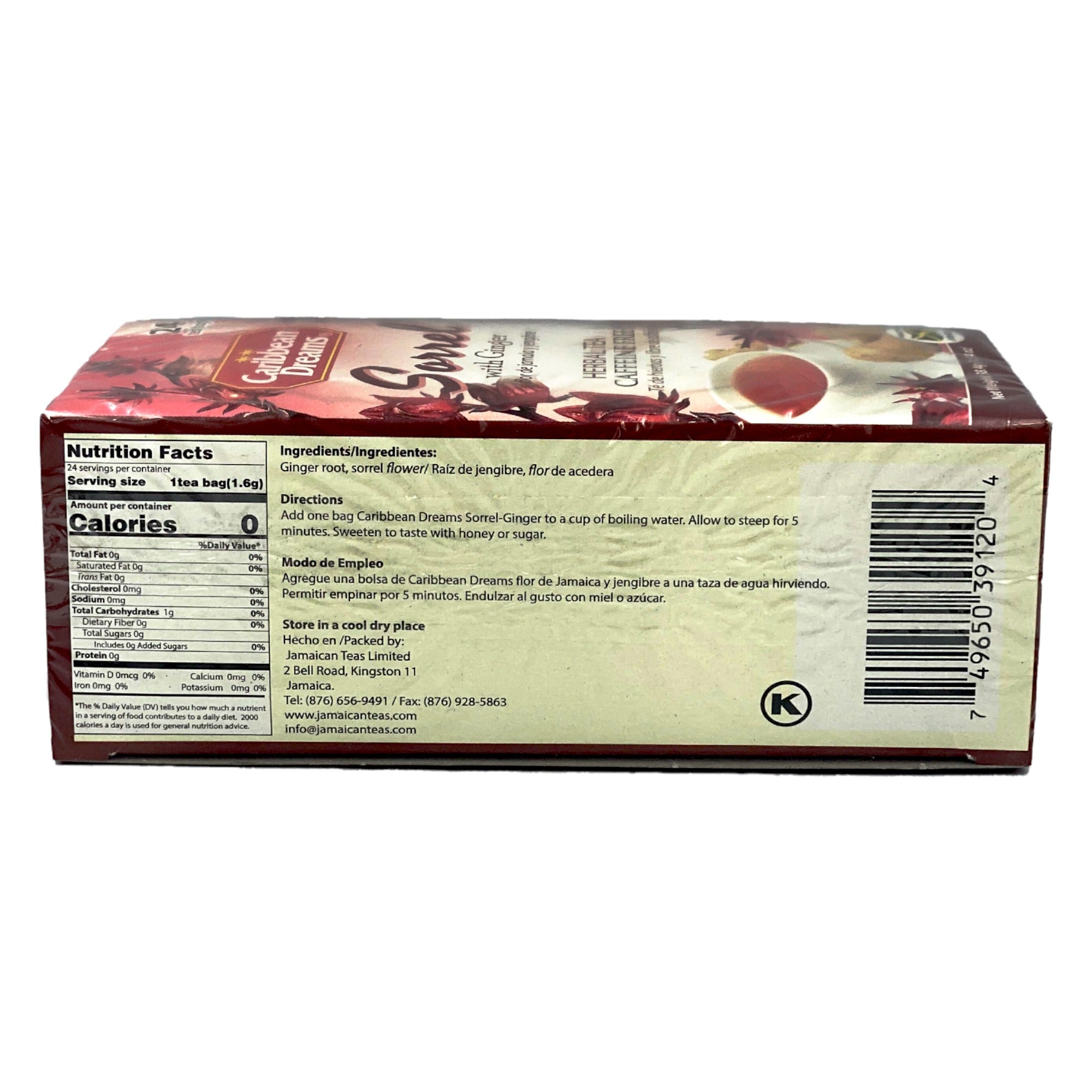 CARIBBEAN DREAMS SORREL WITH GINGER TEA 24 TEA BAGS 38.4G (1.34 OZ)