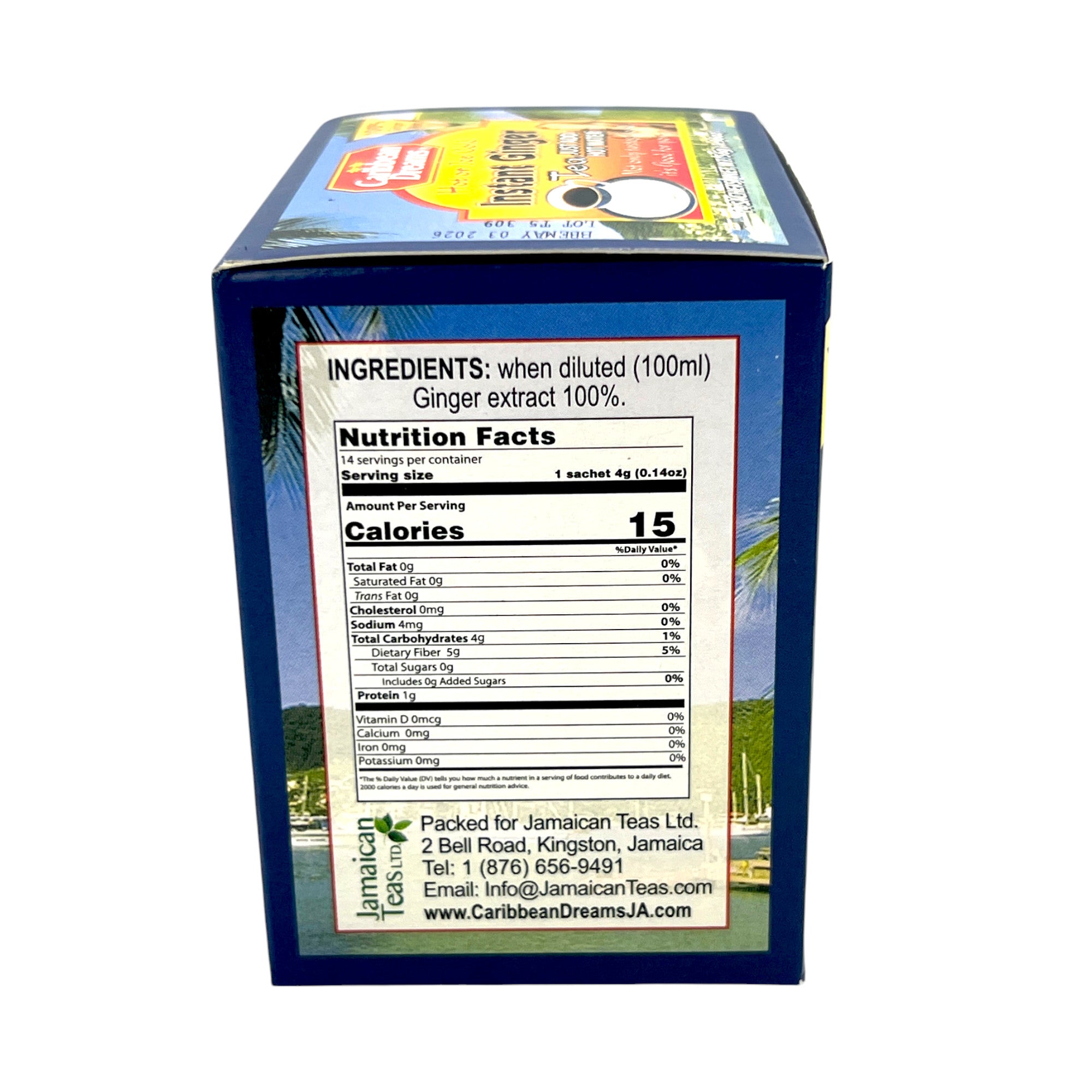 Caribbean Dreams Instant Ginger Tea (Unsweet) 14 Sachets