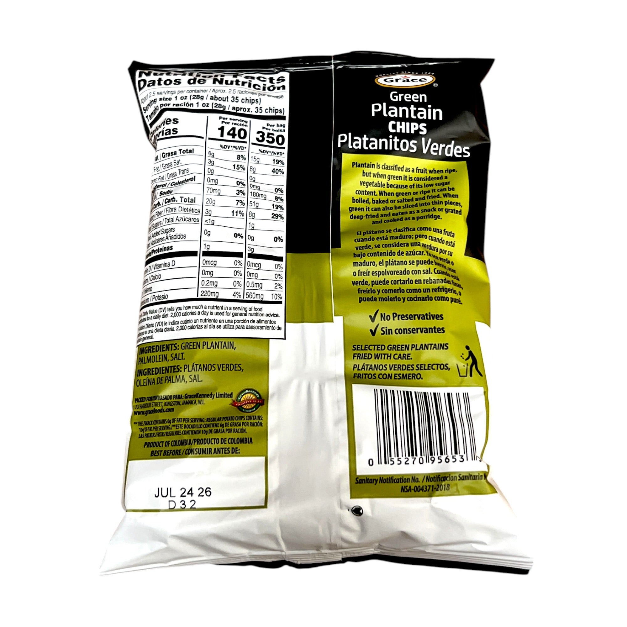 Grace Green Plantain Chips 2.5 Oz