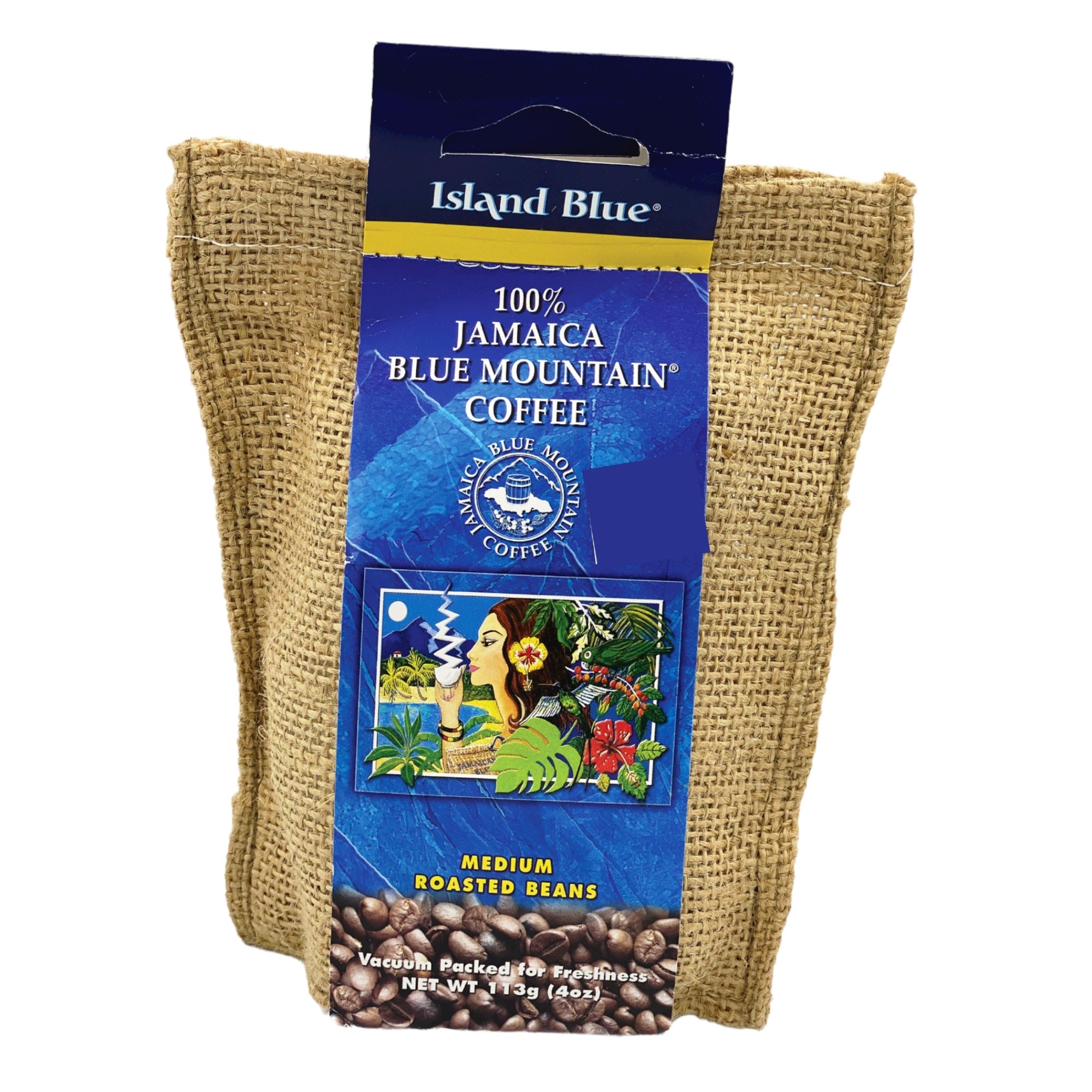 ISLAND BLUE 100% BLUE MOUNTAIN ROASTED COFFEE BEANS 8 OZ