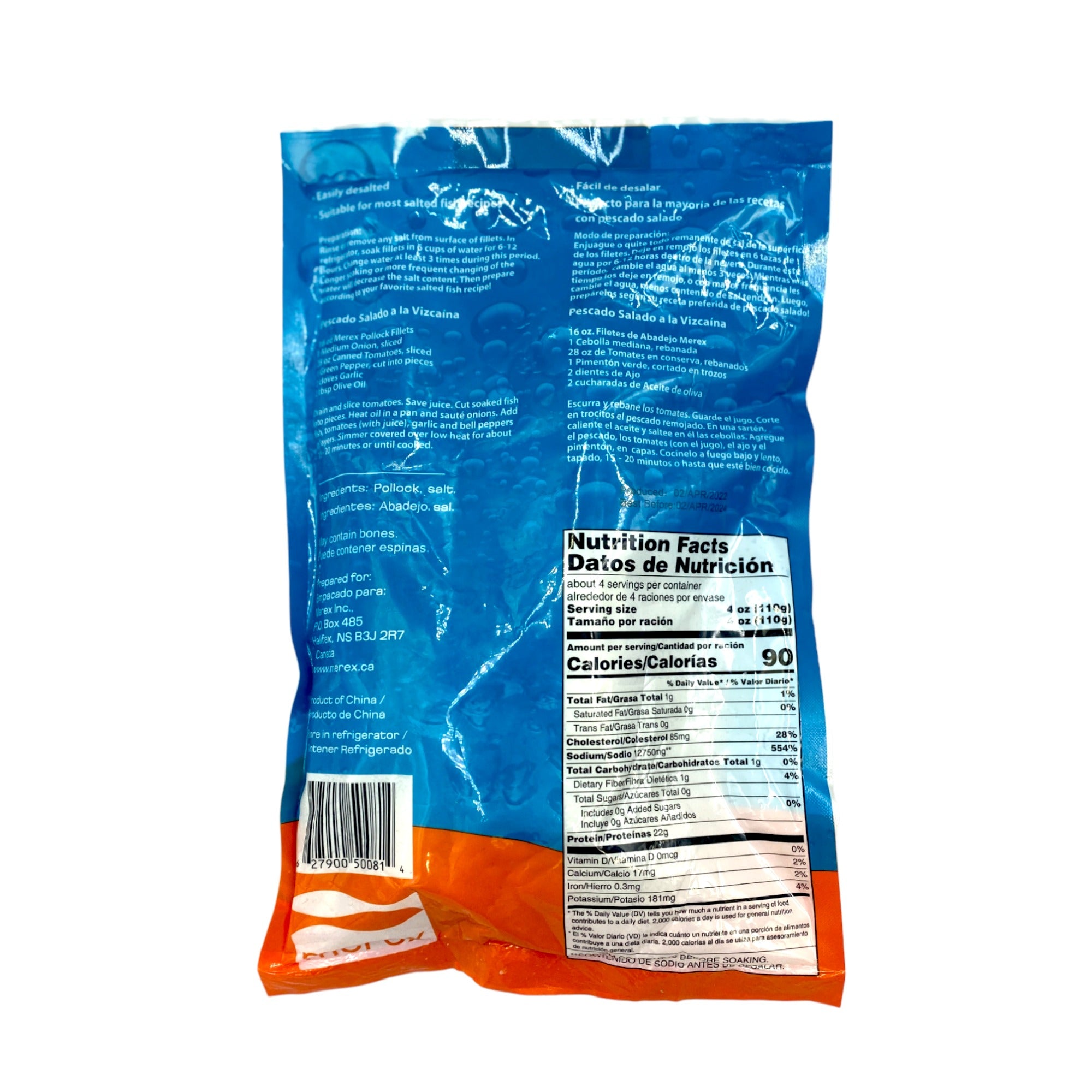 MEREX SALTED POLLOCK FILLETS 16 OZ.