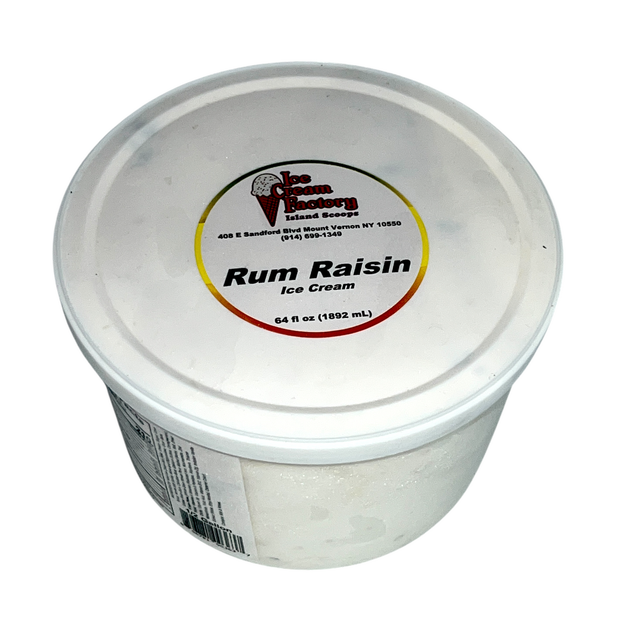 ICE CREAM FACTORY RUM RAISIN 64 OZ 1/2 Gallon – sams247